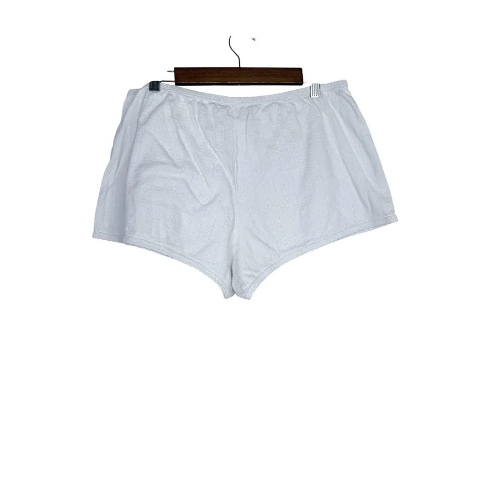 Leset Pointelle Mini Short White Size Large Cotton Dainty Eyelets Scalloped Edge - Picture 6 of 9